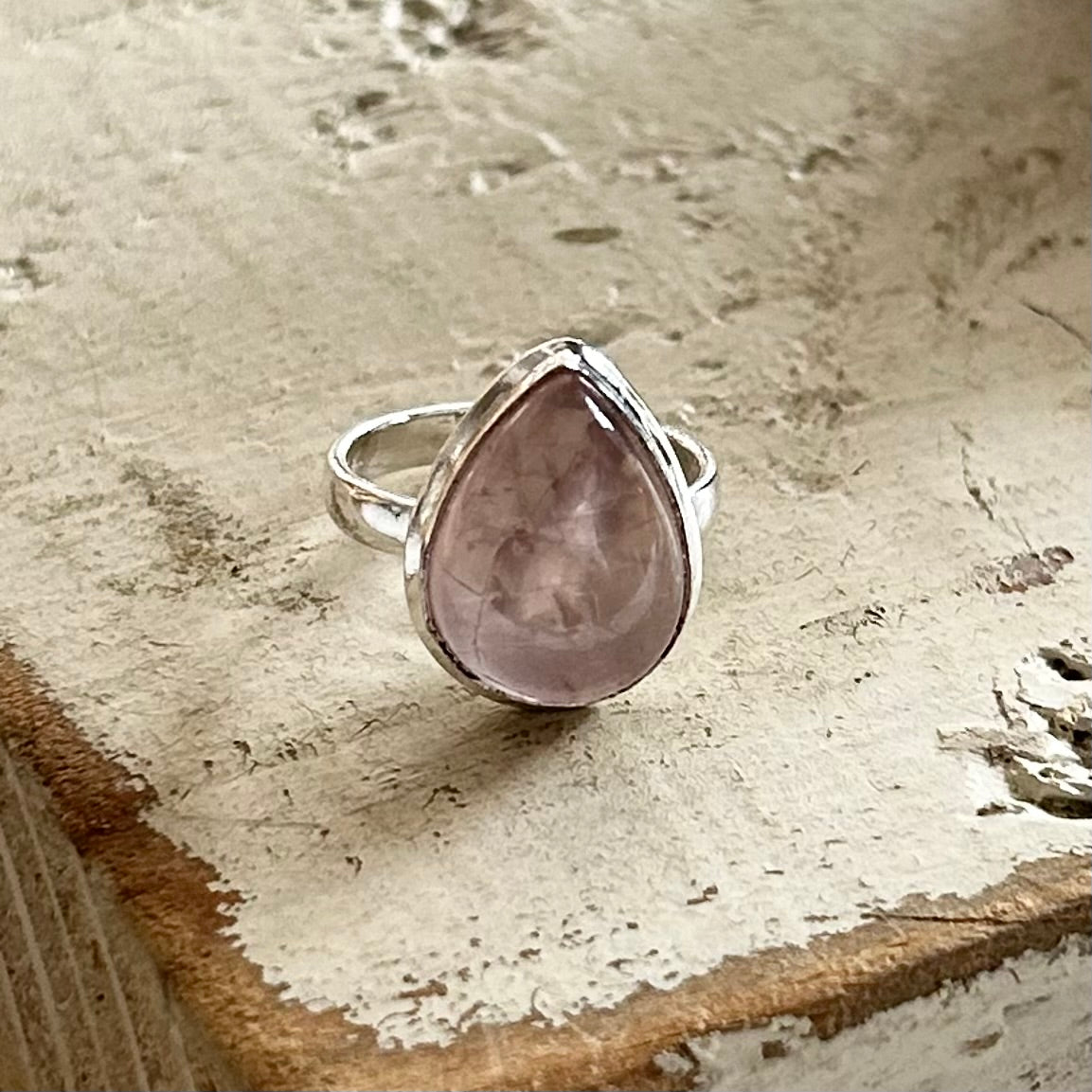 Teardrop Rose Quartz Ring