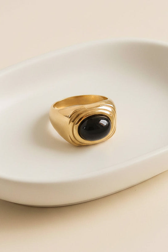 Natural Agate Stone Signet Ring