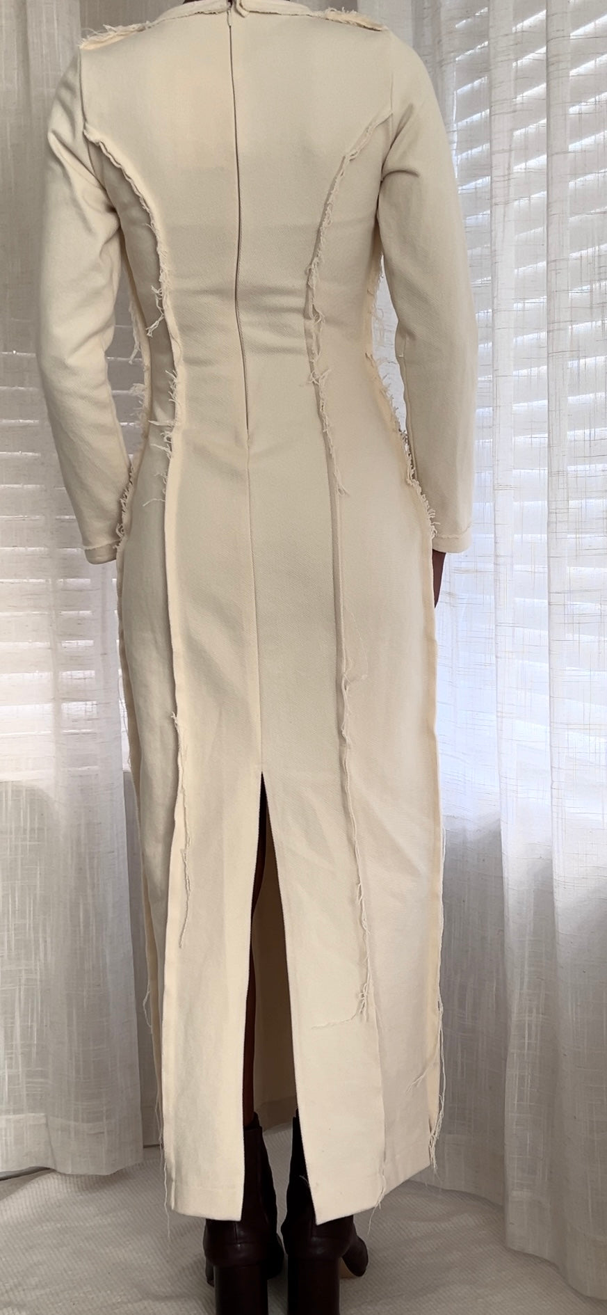 Raw Edge Denim Maxi Dress