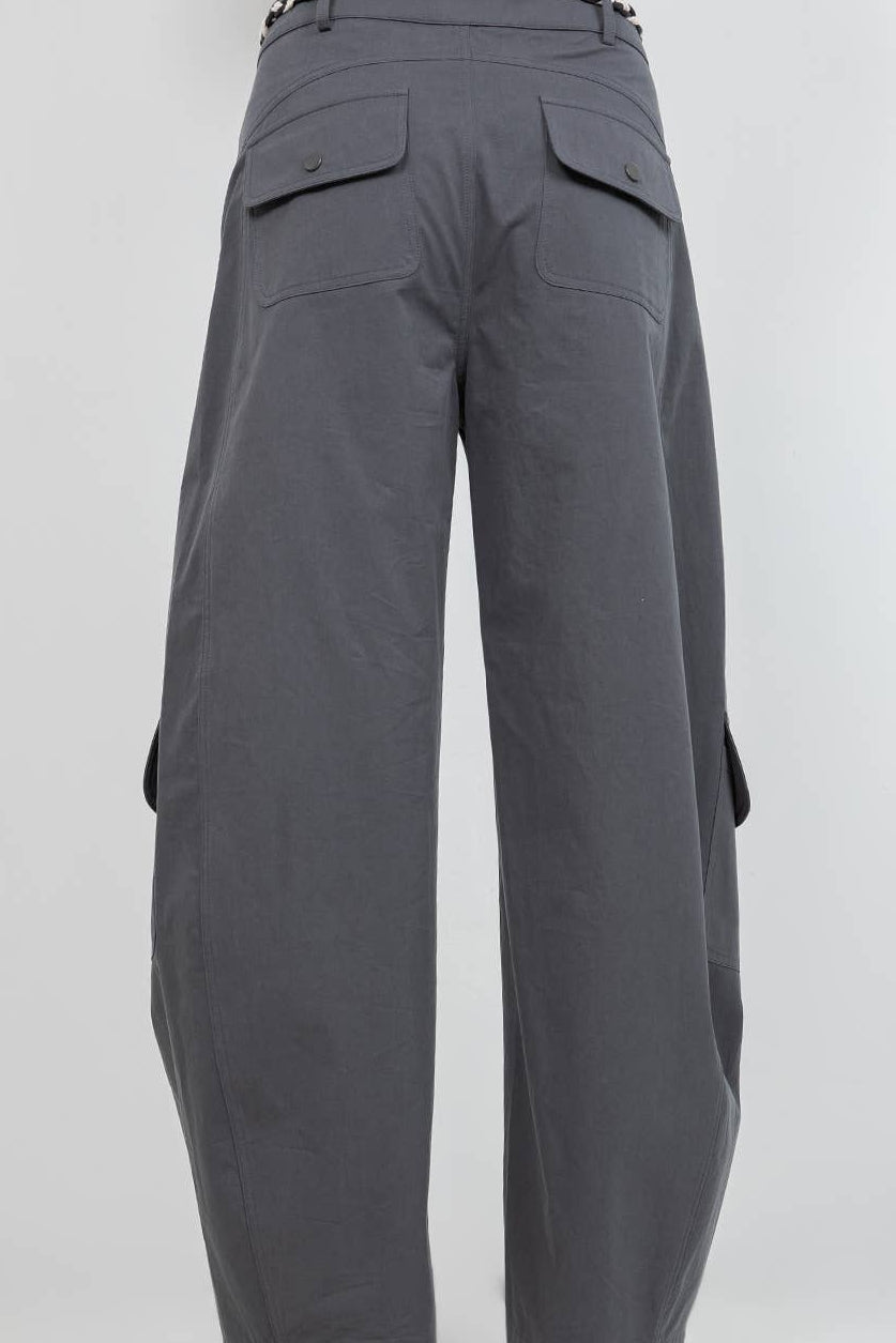 Barrel Leg Trousers With Lace Belt