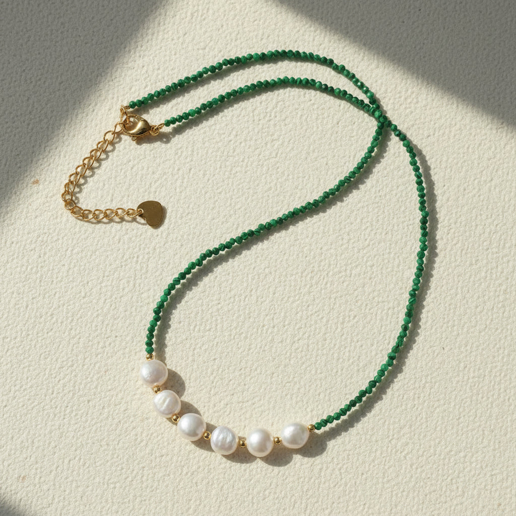 Malachite + Freshwater Pearls Necklace