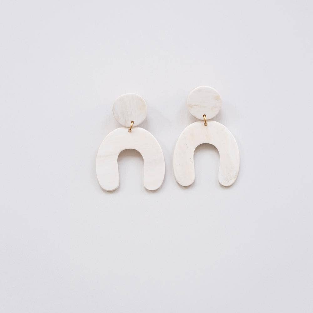 Arched White Horn Earrings