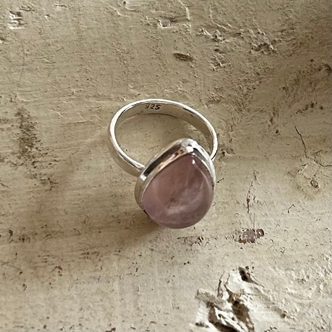 Teardrop Rose Quartz Ring