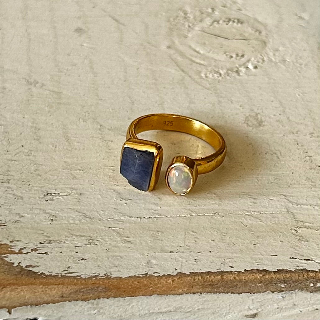 Opal & Tanzanite Dual Stone Ring