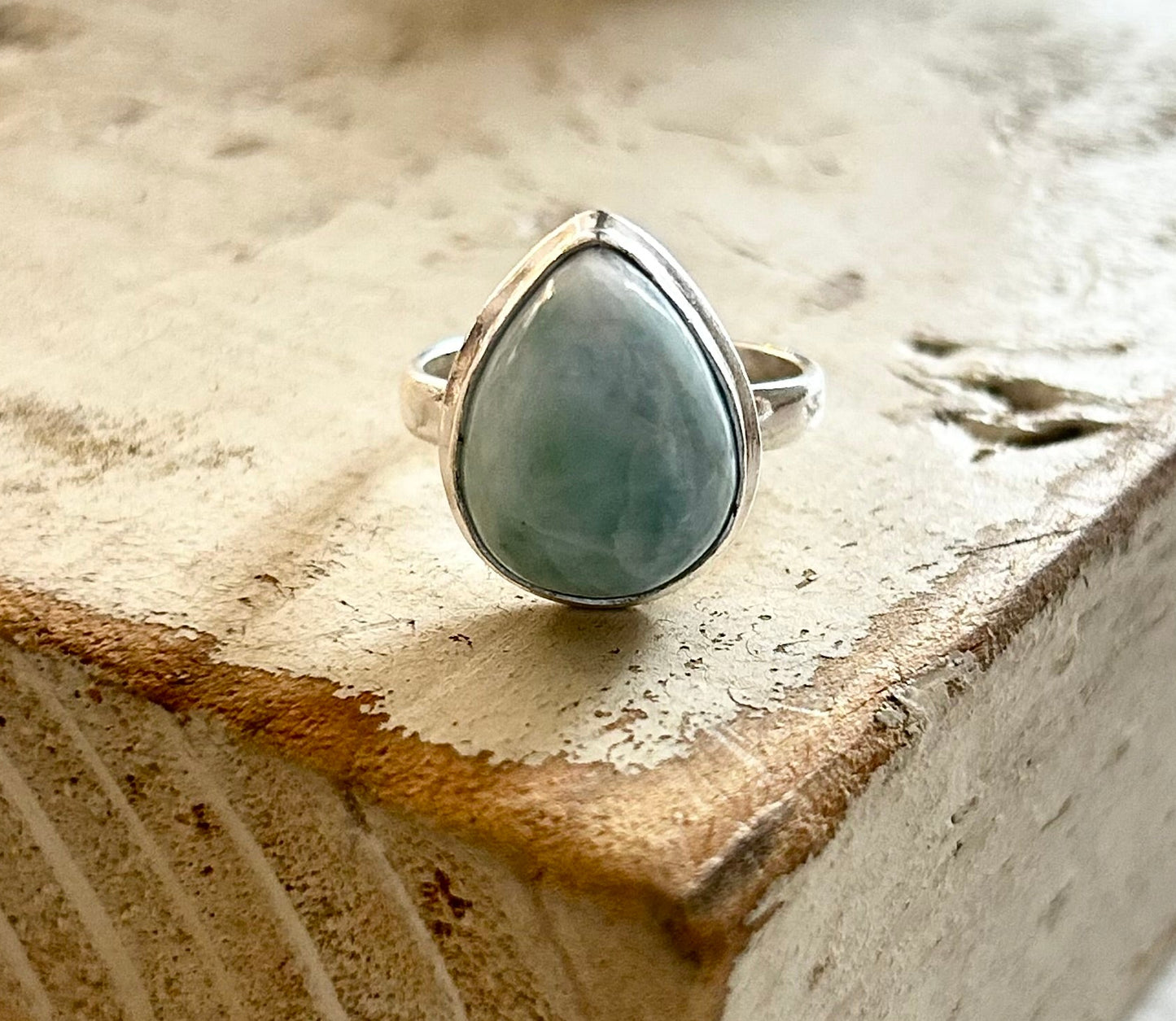 Teardrop Larimar Gemstone Ring