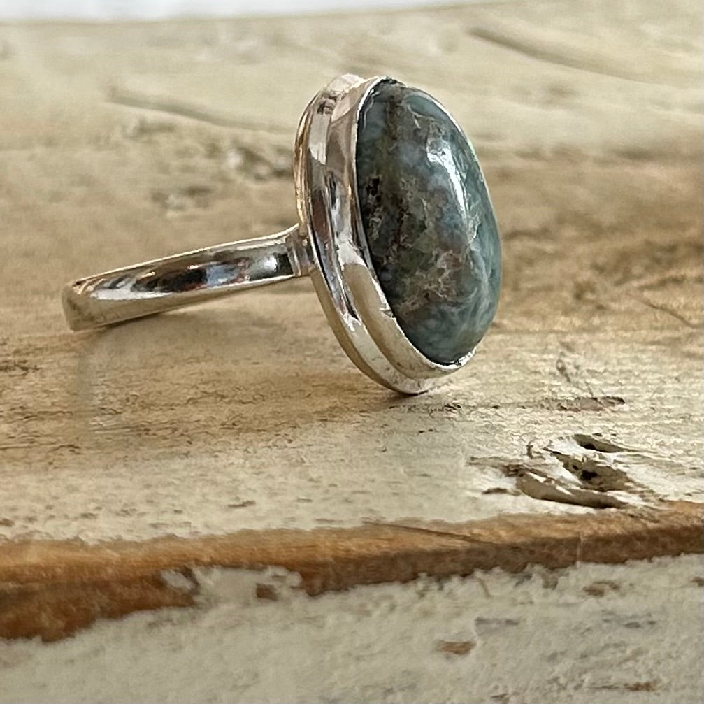 Oval Larimar Gemstone Ring
