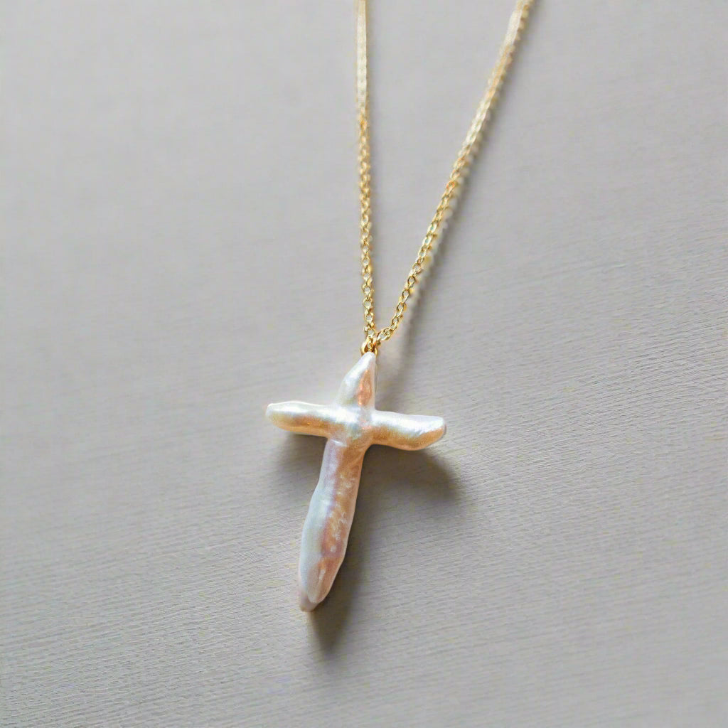 Fresh Water Pearl Cross Necklace