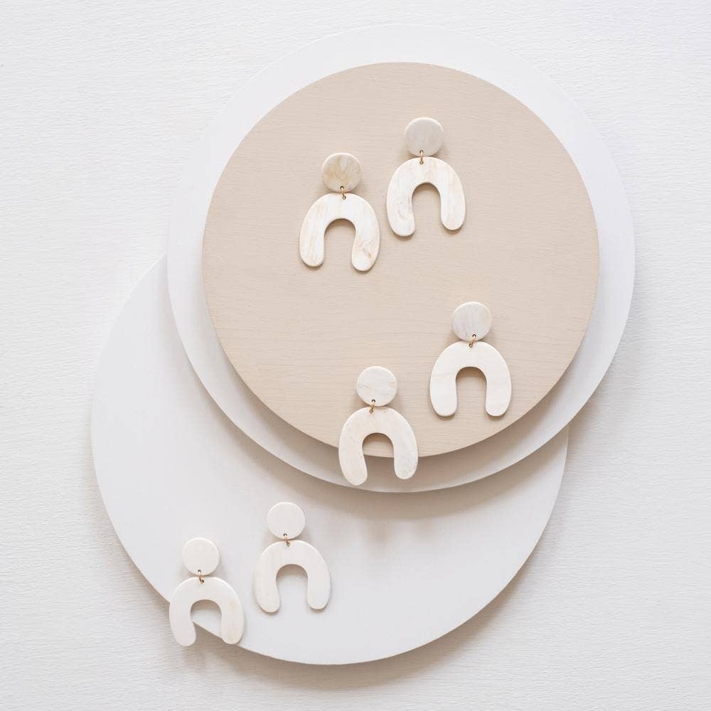 Arched White Horn Earrings