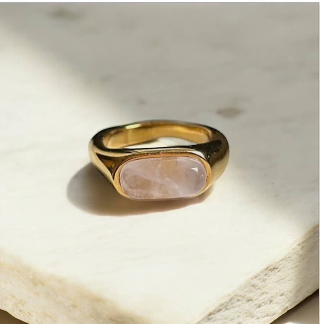 Rose Quartz Irregular Shaped Ring