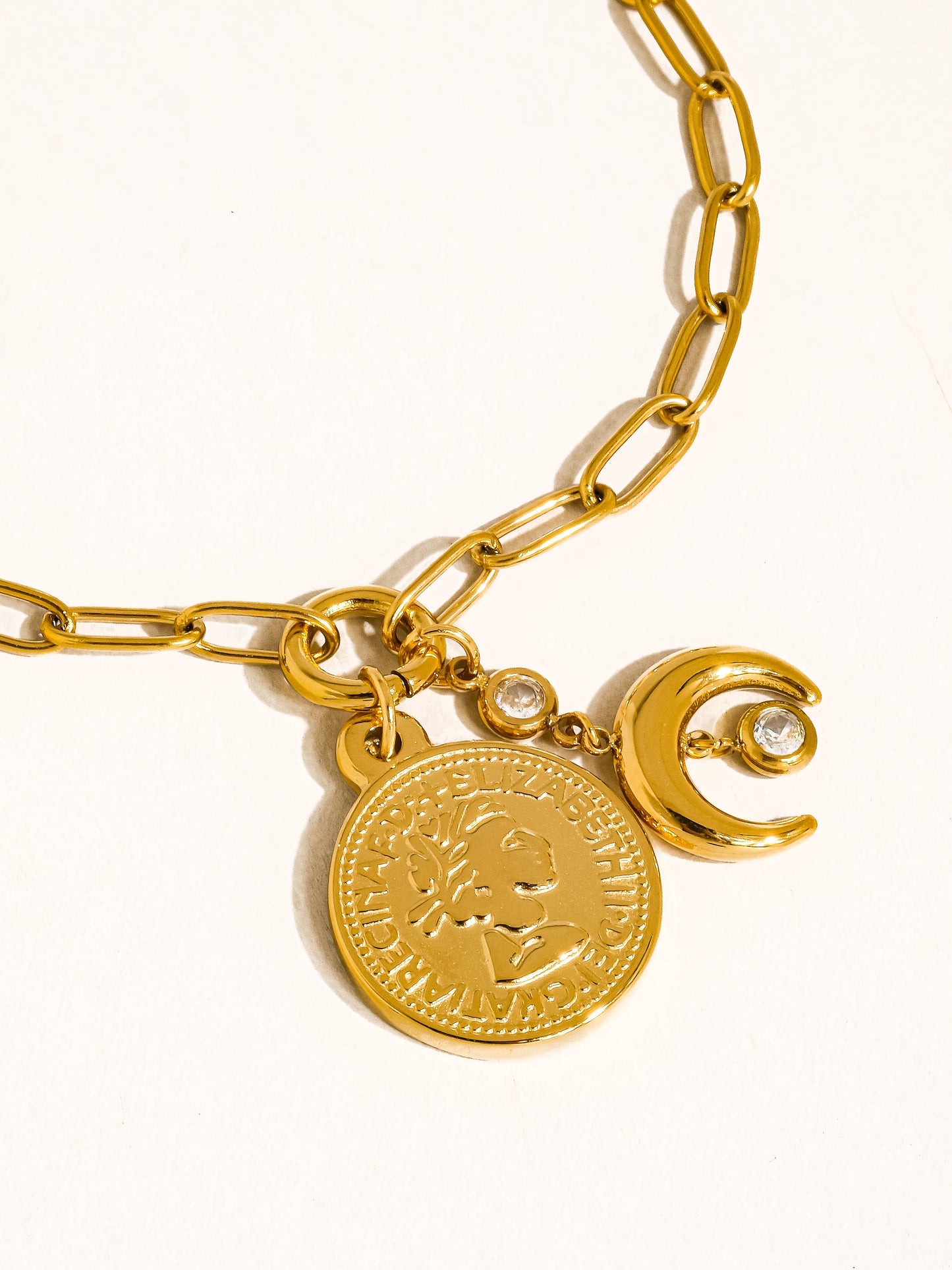 Celestial Moon Coin Chain Bracelet