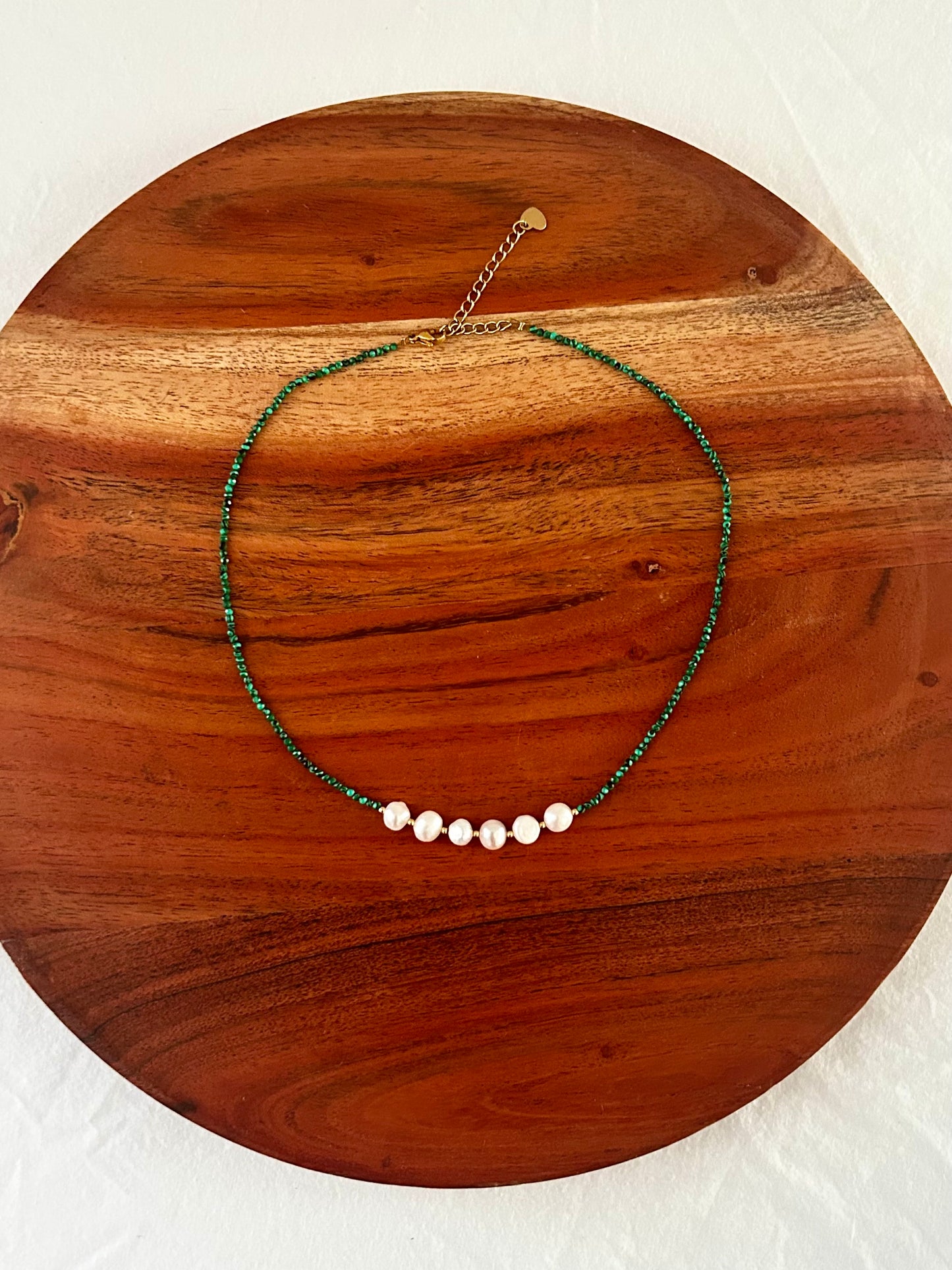 Malachite + Freshwater Pearls Necklace