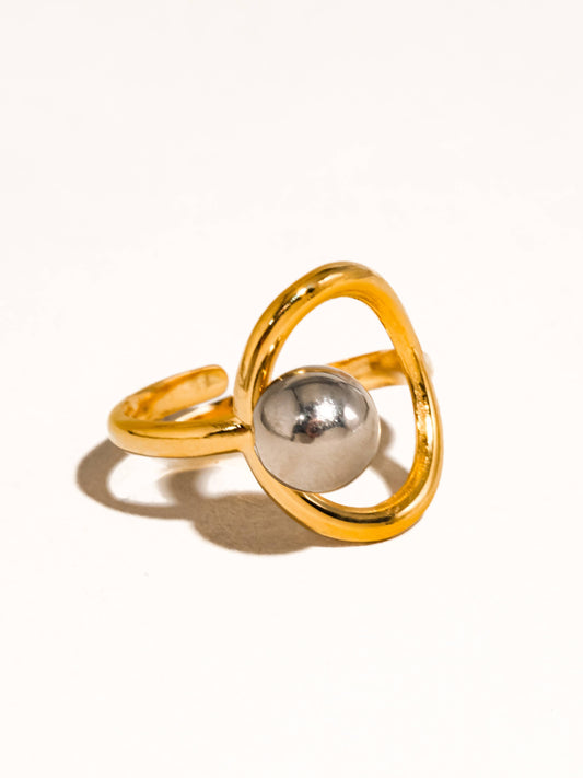 Mixed-Metal Abstract Ring (Adjustable)