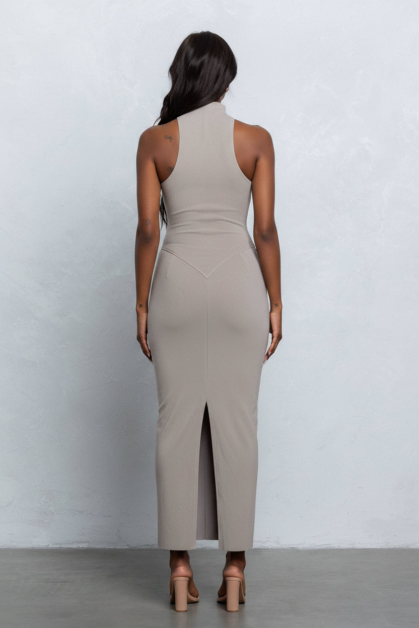 Jersey Mock Neck Maxi Dress