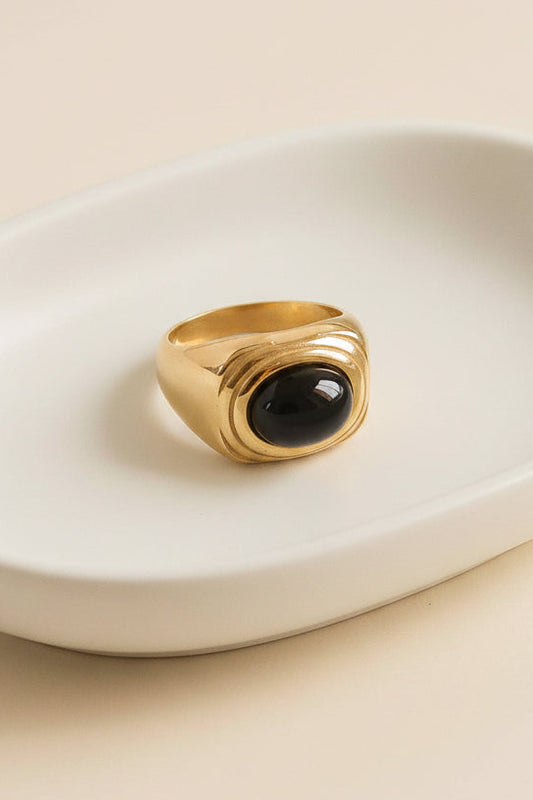 Natural Agate Stone Signet Ring