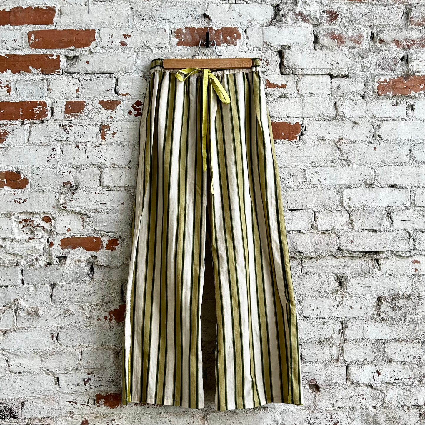 Green/Yellow Striped Pyjama Inspired Pant Set