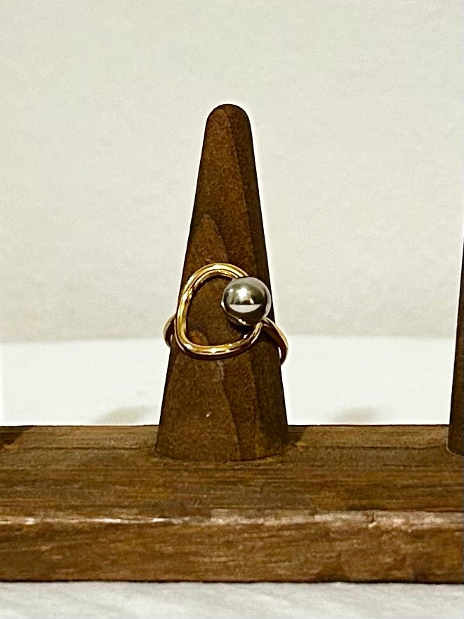 Mixed-Metal Abstract Ring (Adjustable)