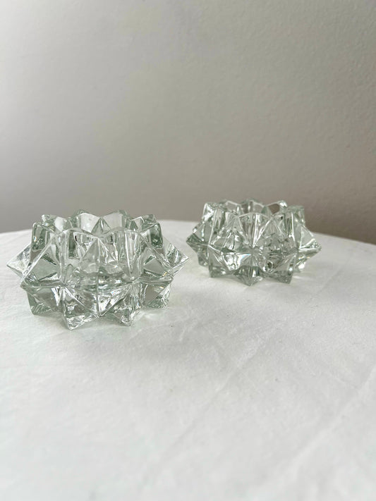 Starburst Glass Candle Holders