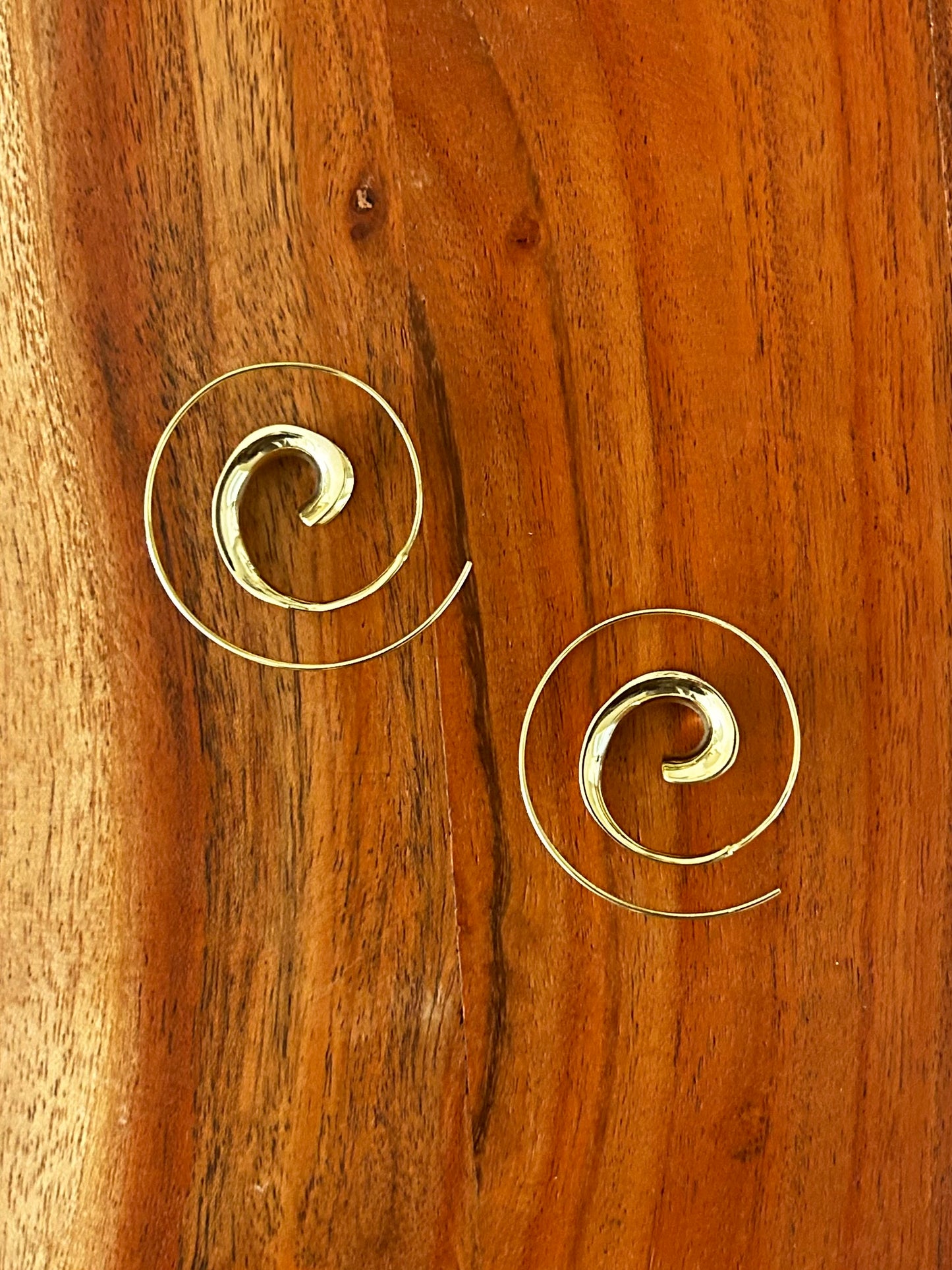 Gold Brass Spiral Earring