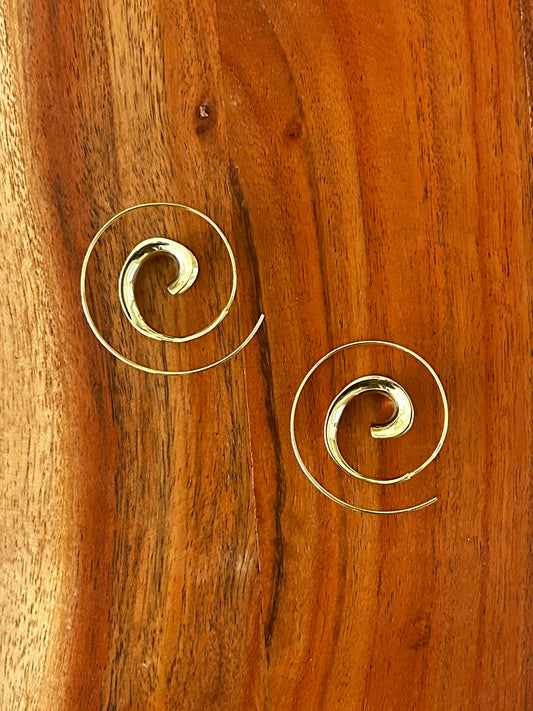 Gold Brass Spiral Earring