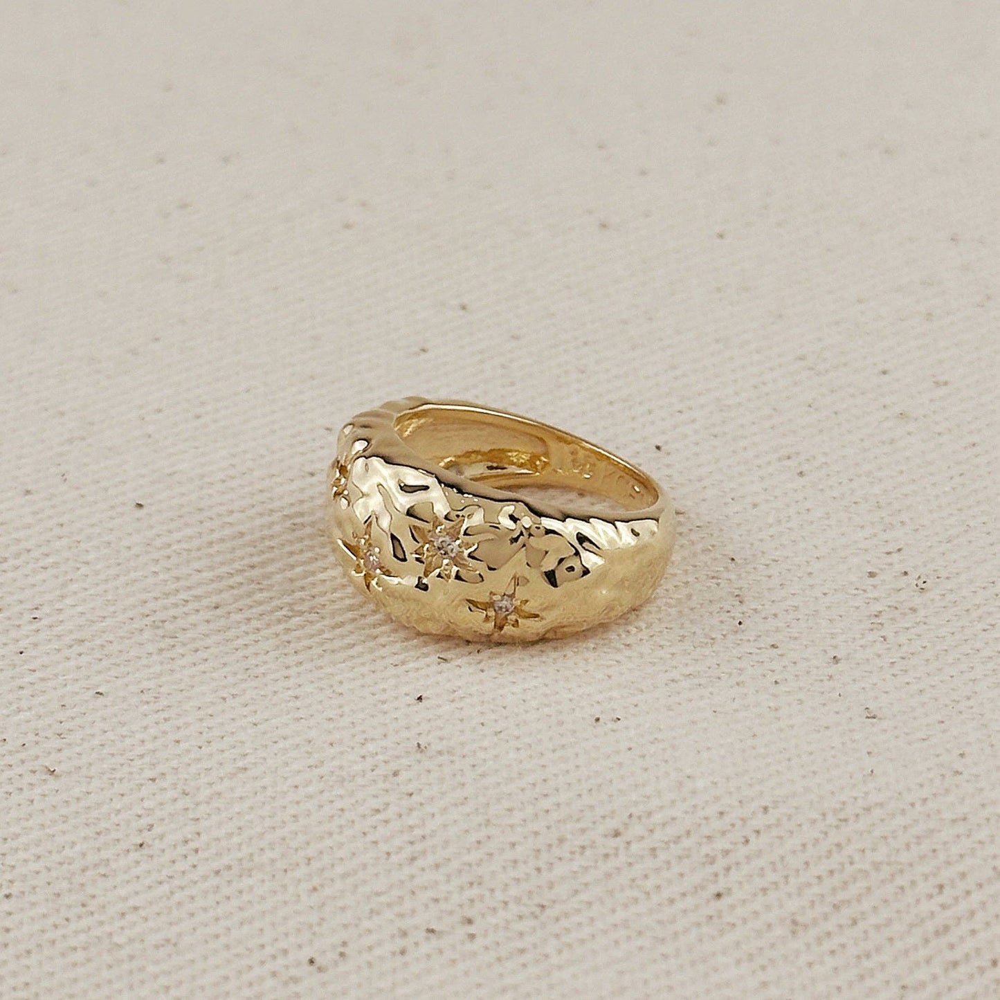 Hammered Celestial Moon Ring