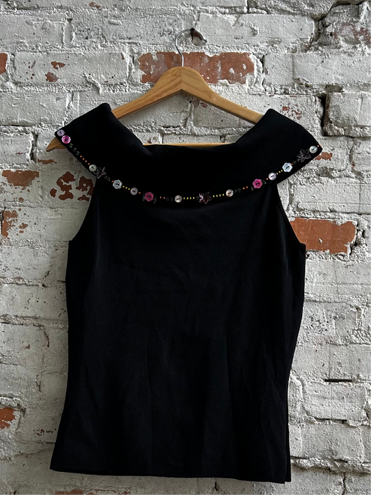Floral Button Off-shoulder Top (Vintage)