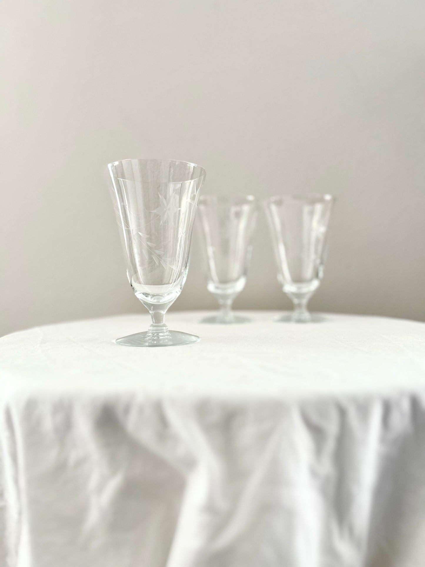 Floral Etched Stemmed Glasses