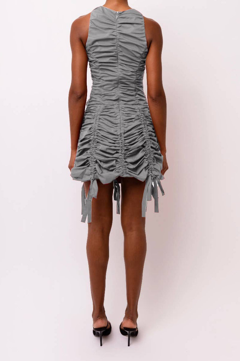 Ruched Mini Dress With Bow Detail