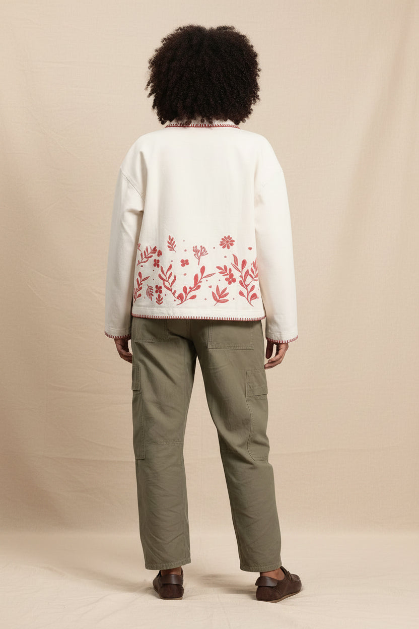 Cotton Embroidered Floral Jacket