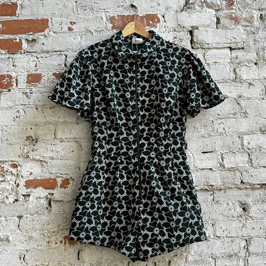 Floral Embroidered Twill Romper