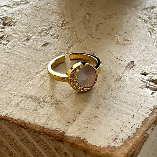 Crescent Moon Pearl Adjustable Ring