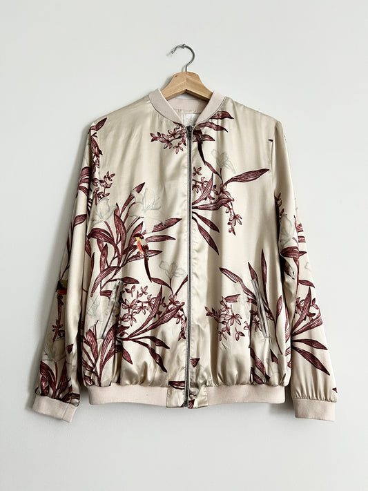 Satin Floral Bomber