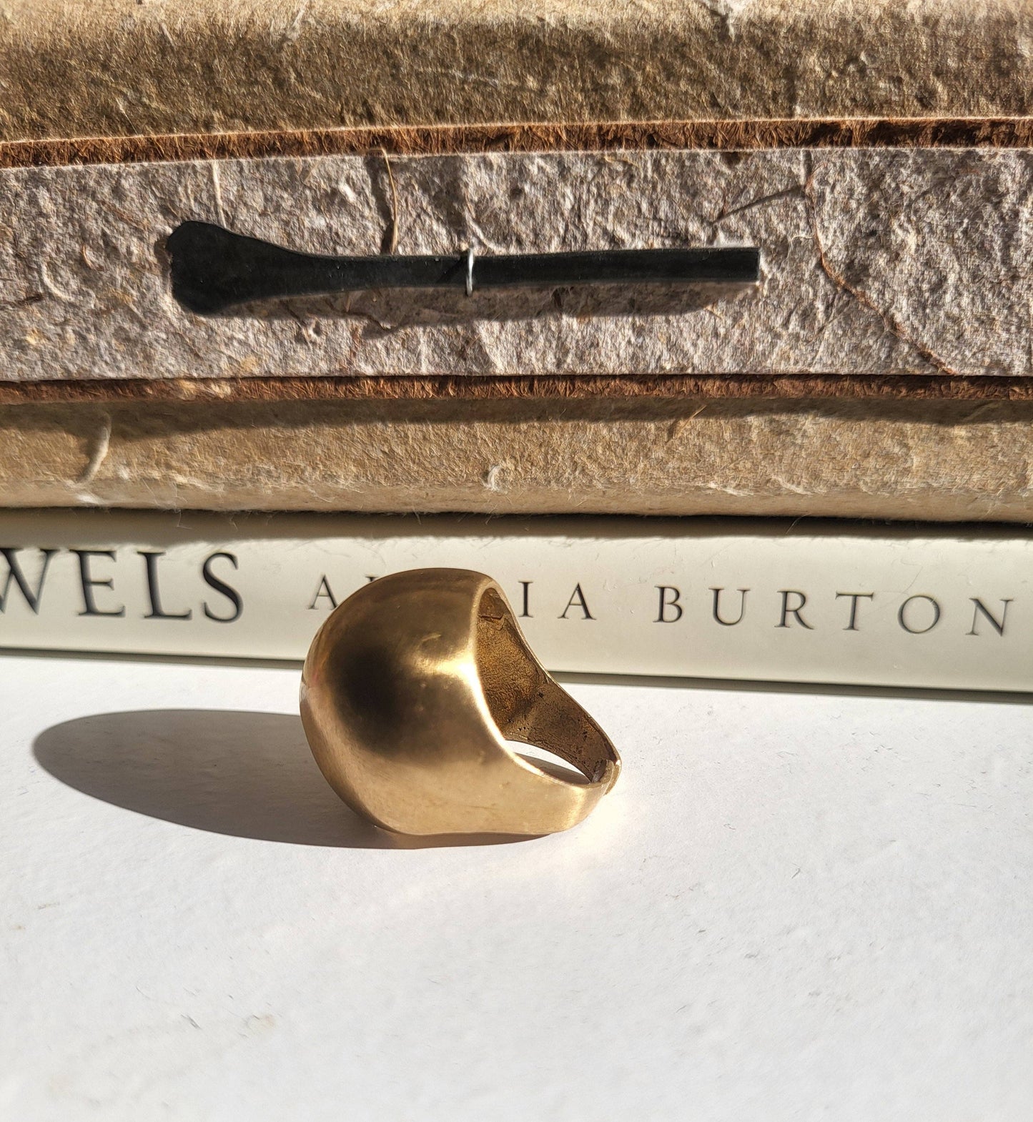 Brass Ball Geometric Ring