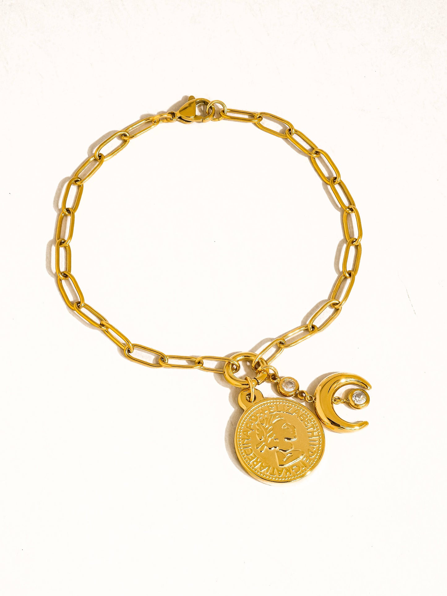 Celestial Moon Coin Chain Bracelet
