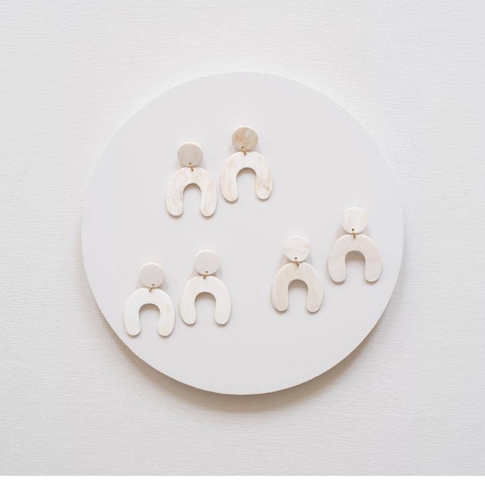 Arched White Horn Earrings