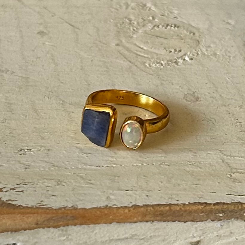 Opal & Tanzanite Dual Stone Ring
