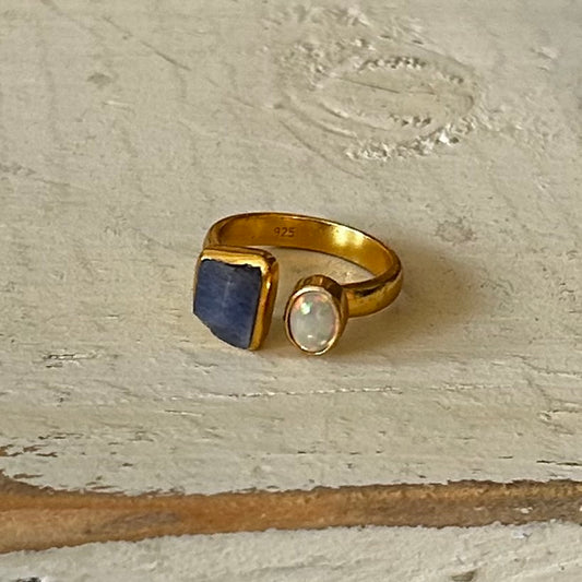 Opal & Tanzanite Dual Stone Ring