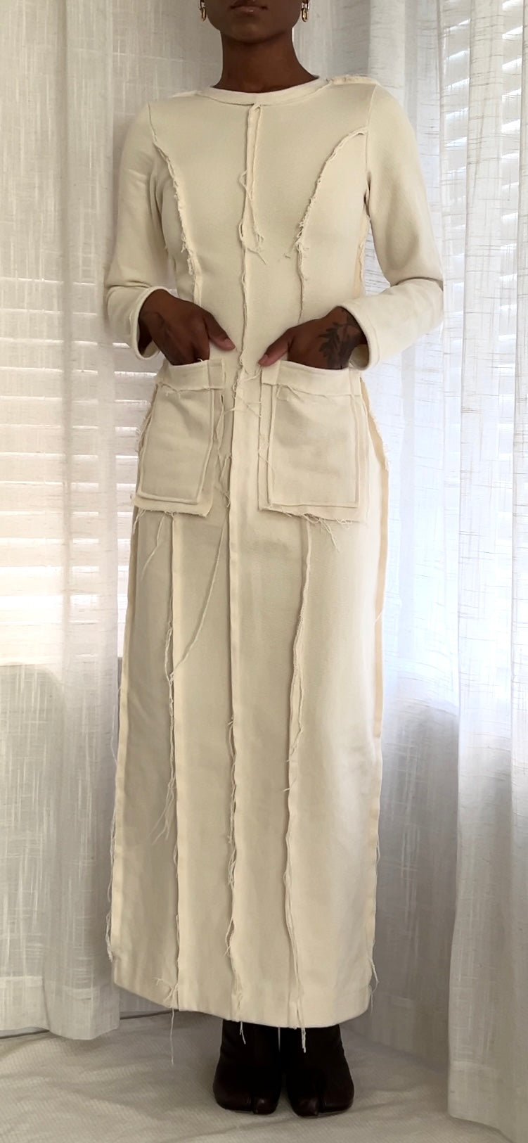 Raw Edge Denim Maxi Dress
