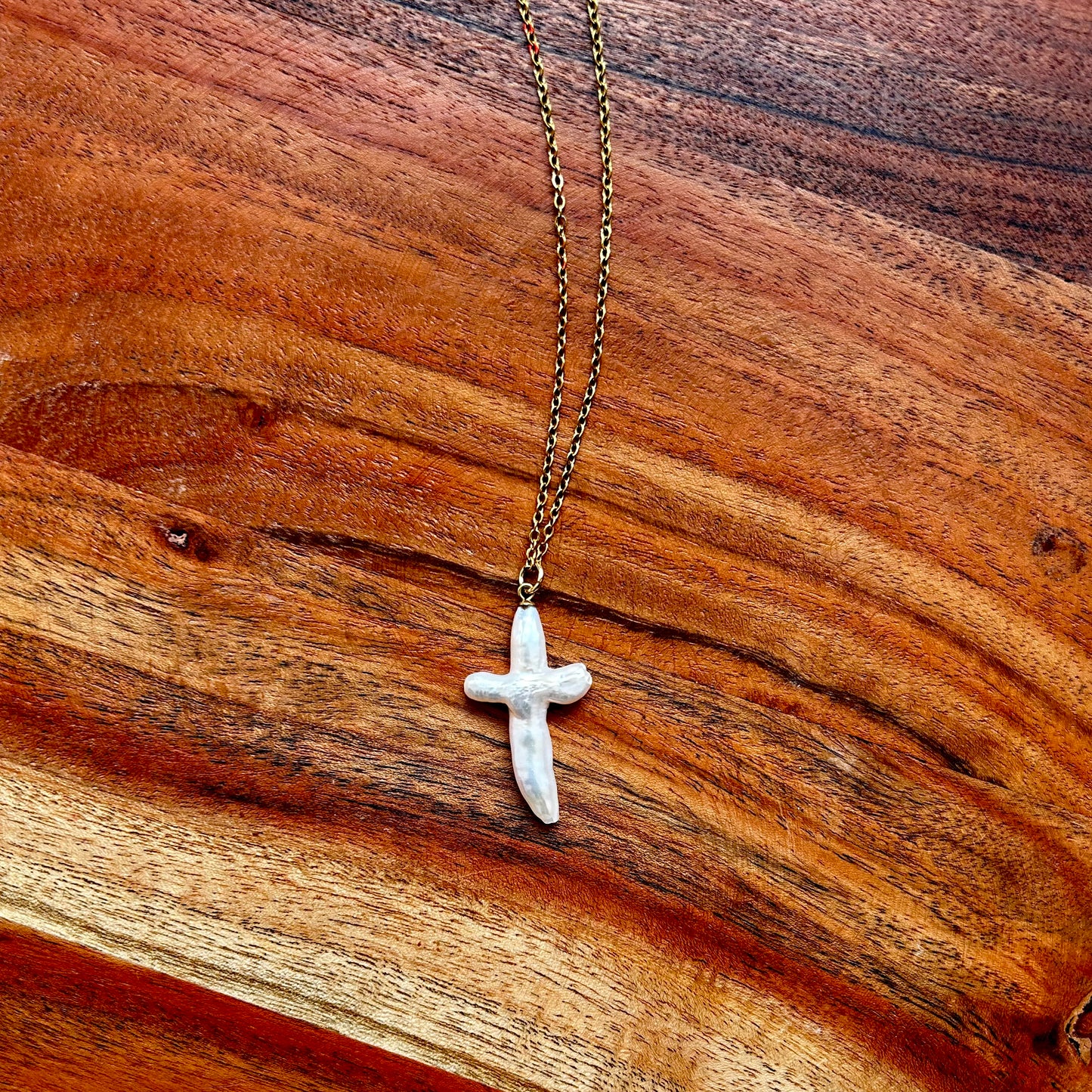 Fresh Water Pearl Cross Necklace