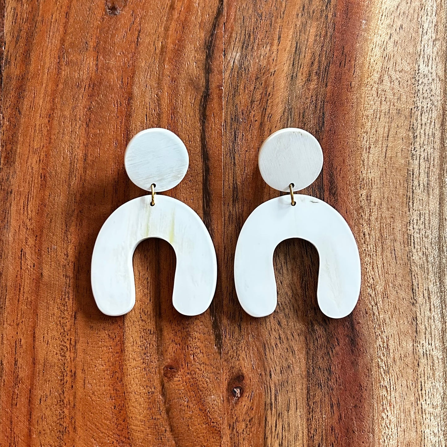 Arched White Horn Earrings