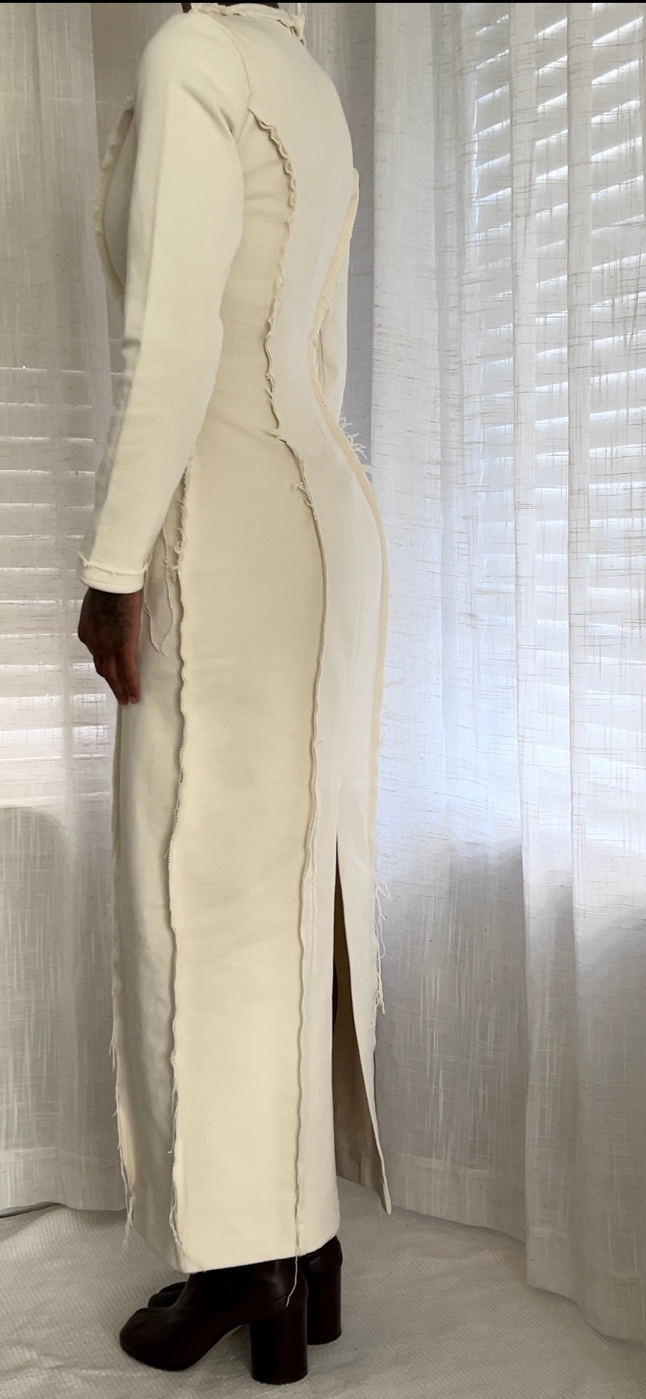 Raw Edge Denim Maxi Dress