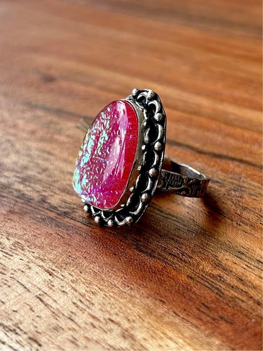Cosmic Pink Floral Ring