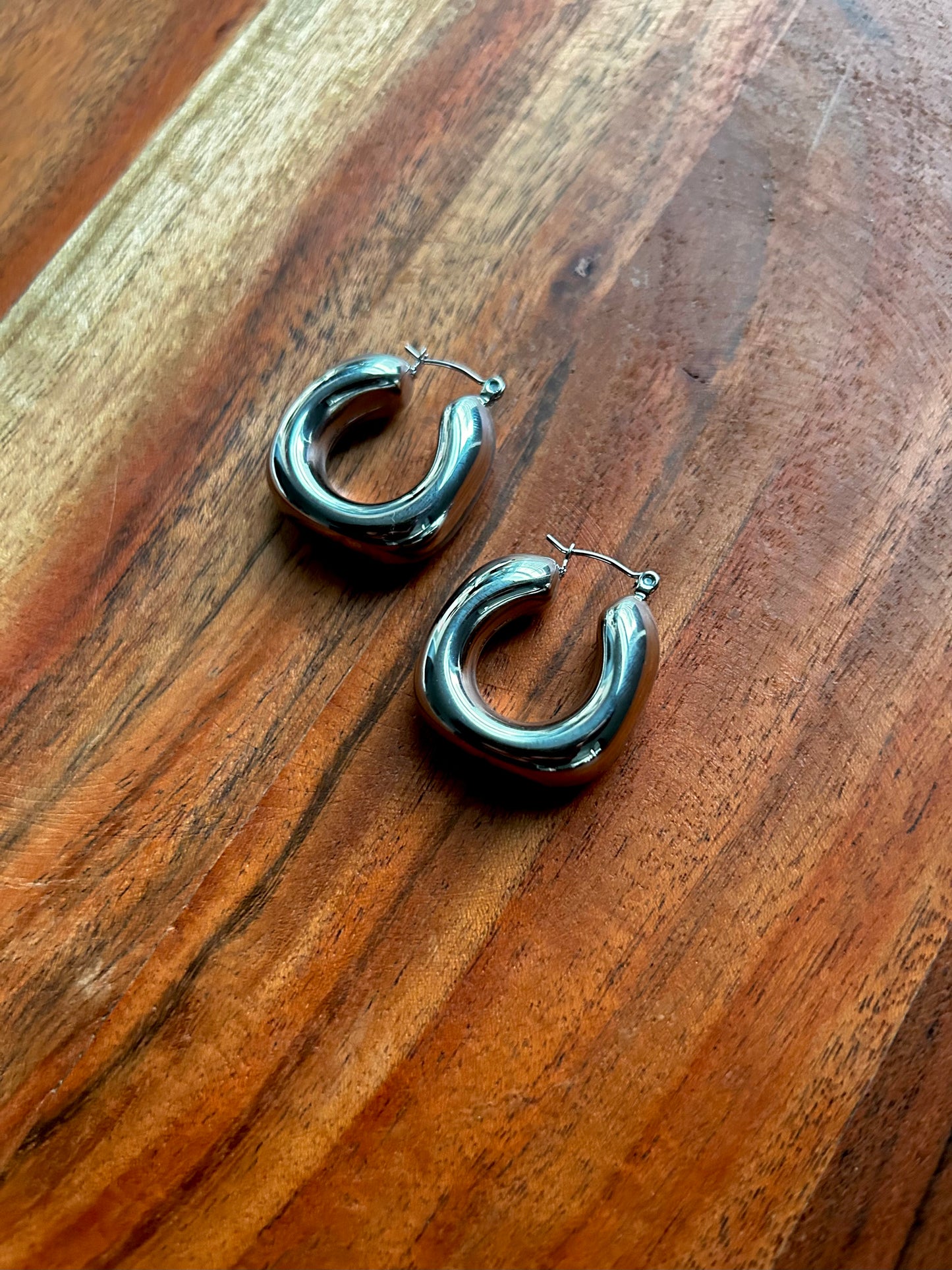 Chunky Chrome Hoop Earring