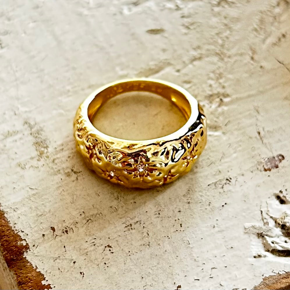 Hammered Celestial Moon Ring