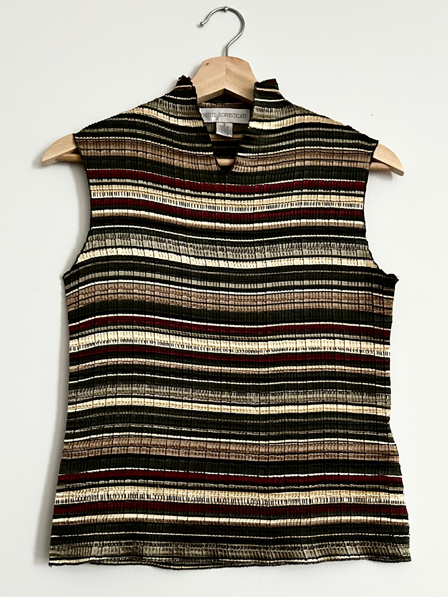 Pleated Mock Neck Sleeveless Top