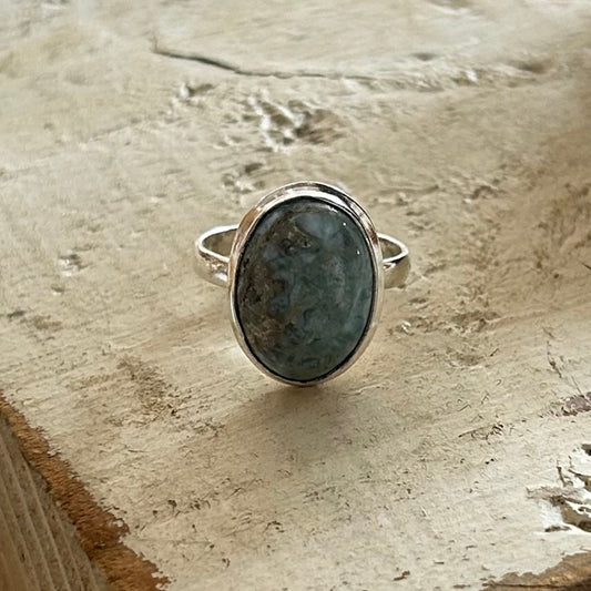 Oval Larimar Gemstone Ring