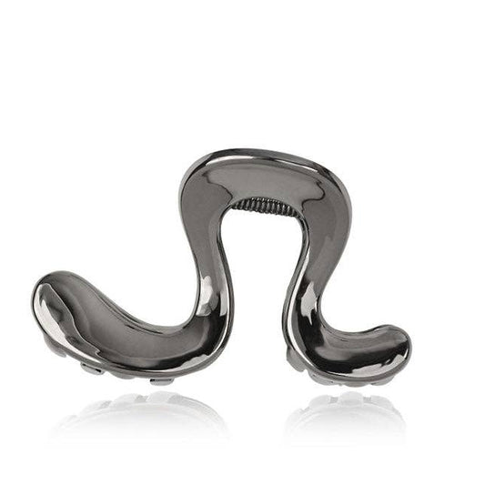 A metallic dark gray curved accessory with a glossy finish, shown on a white background with a reflection underneath and the text '8X4.8X4.
