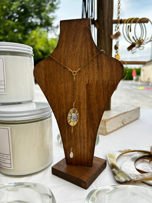 Moonstone Double Pendant Necklace 
