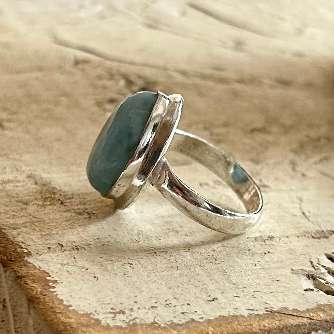 Large Teardrop Larimar Gemstone Ring