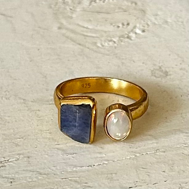 Opal & Tanzanite Dual Stone Ring