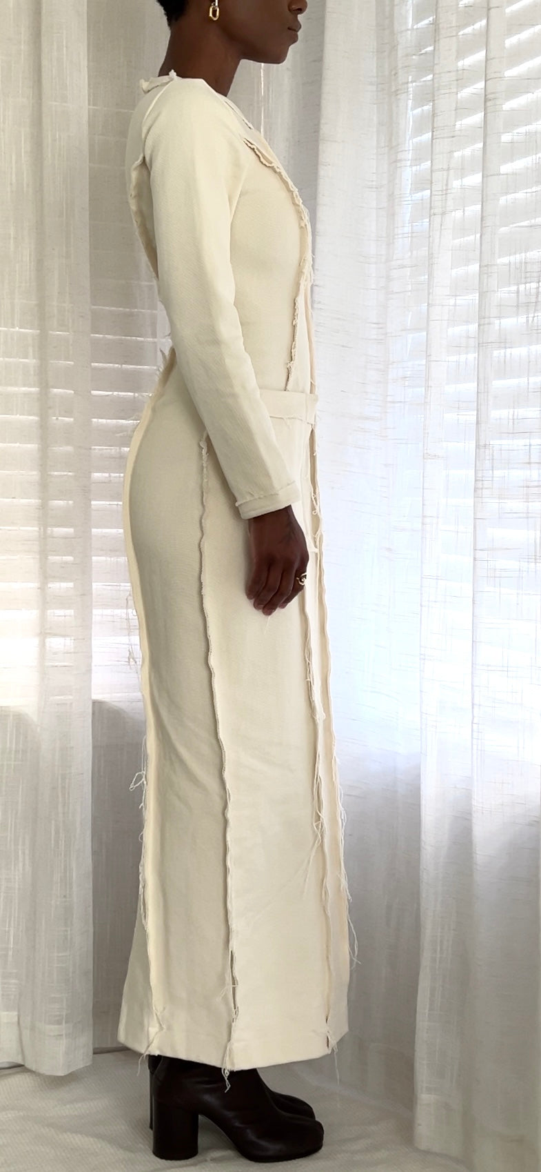 Raw Edge Denim Maxi Dress